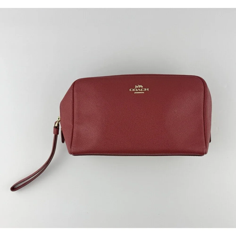 Coach Red Zip Cosmetic Makeup Bag Pouch with Zipper Closure